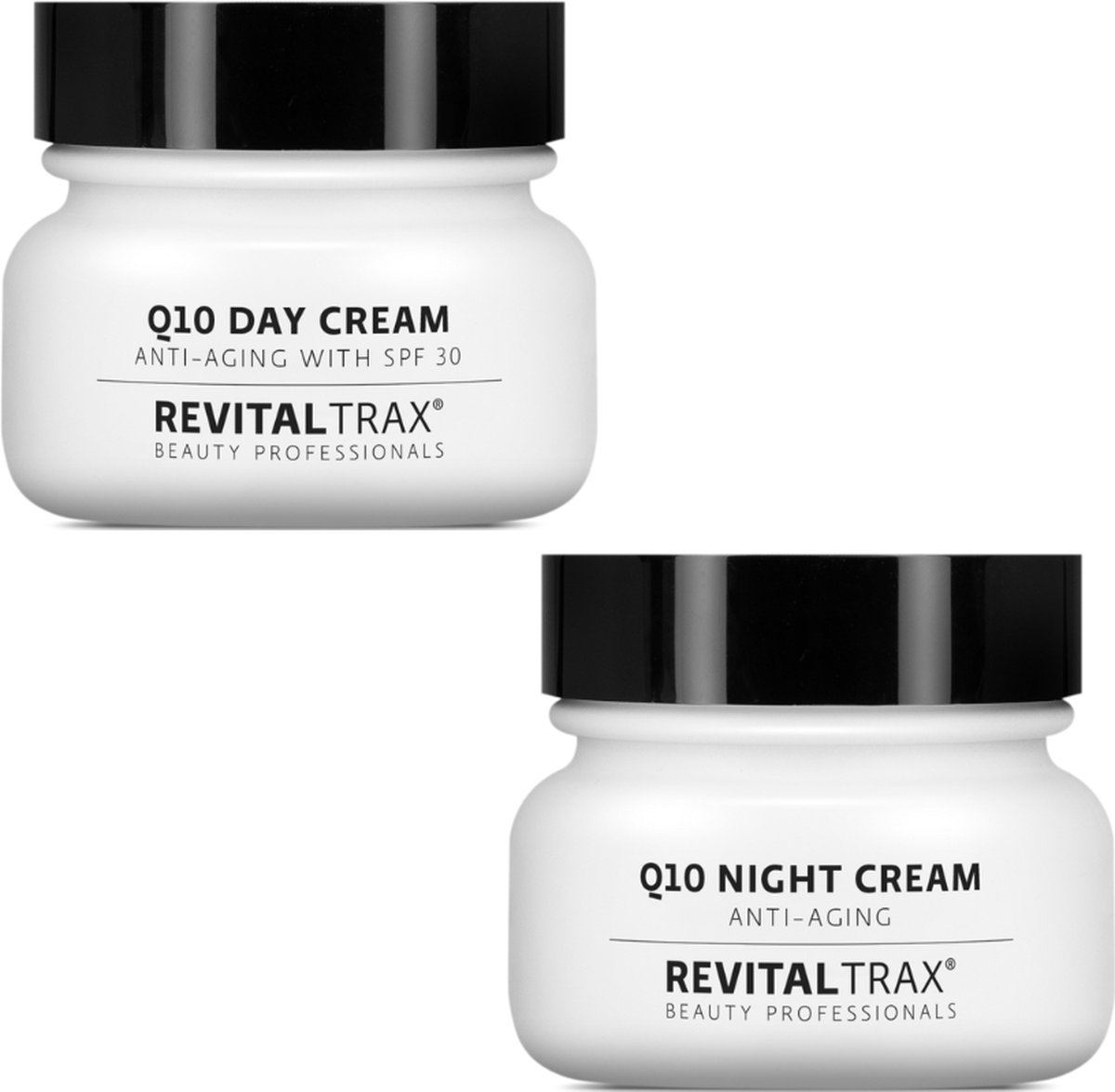 RevitalTrax® - Q10 Dagcrème met SPF 30 - Q10 Nachtcrème - voordeelverpakking - Dag- en nachtcrème voor vrouwen en mannen - Anti Rimpel - Voedend - Verstevigend - Huidverjonging - Q10 Ubiquinol
