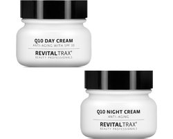 RevitalTrax® - Q10 Dagcrème met SPF 30 - Q10 Nachtcrème - voordeelverpakking - Dag- en nachtcrème voor vrouwen en mannen - Anti Rimpel - Voedend - Verstevigend - Huidverjonging - Q10 Ubiquinol