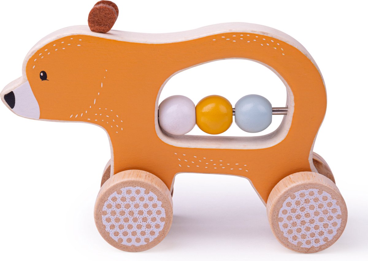BigJigs Houten Speelfiguur Beer - Helpt met Tellen - Trekspeelgoed - Berenspeelgoed - 5.5x12x17 cm - Vanaf 6 maanden - Hout
