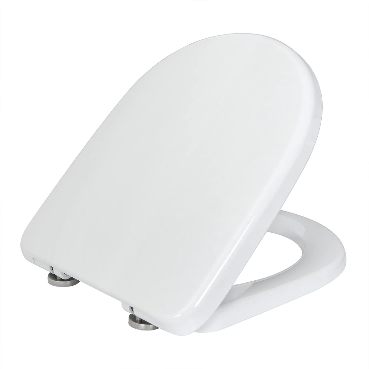 Goedkoopste D SHAPE WC bril Wit Toiletbril PP met Softclose en Quick Release knoop,WC deksel hoes antibacterieel en waterdicht,WS2545