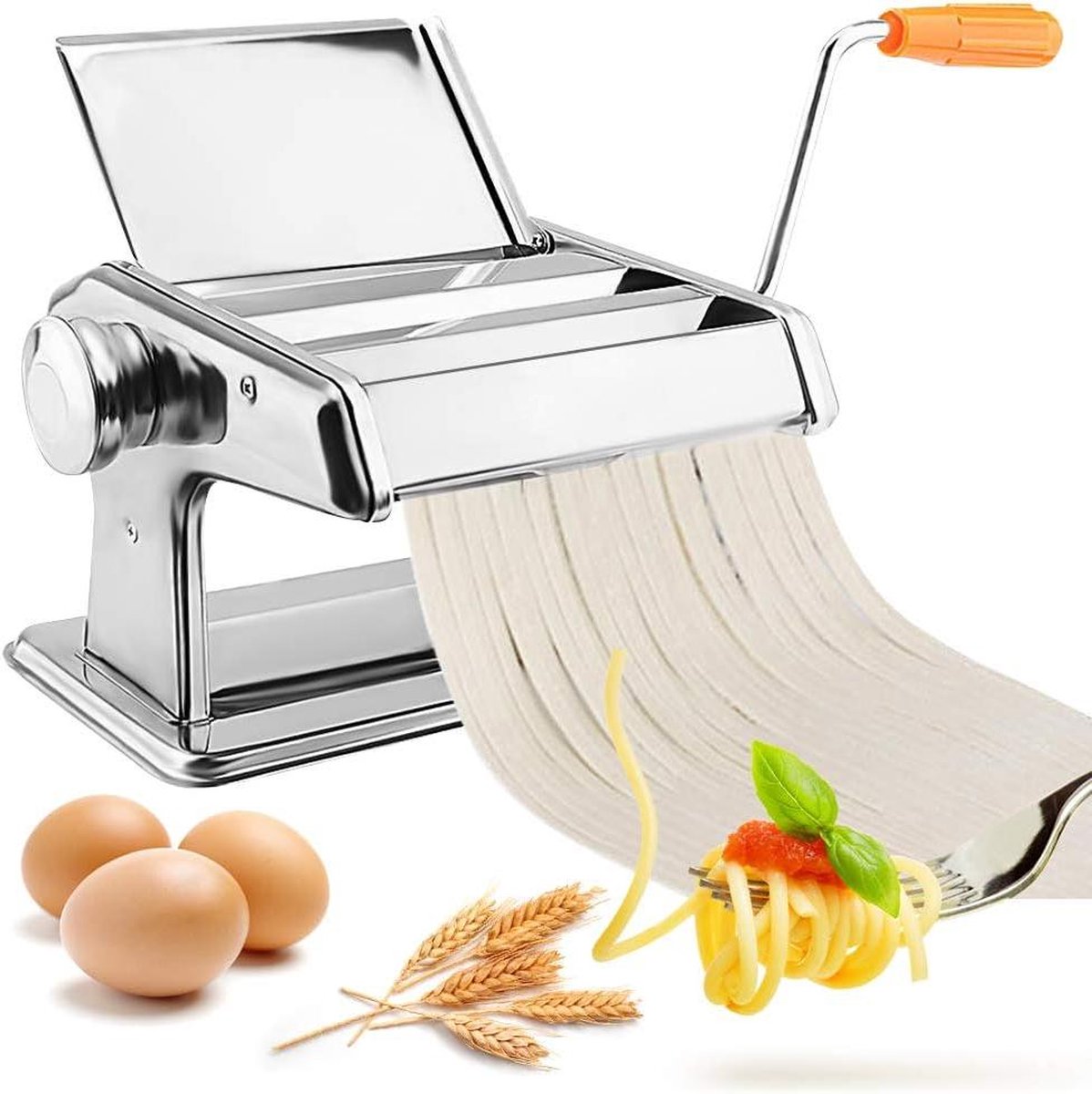 Handmatige pastamachine met 2 verschillende noedelrollers Zelfgemaakte pastamachine voor verse spaghetti fettuccine lasagne lintnoedels pasta roller