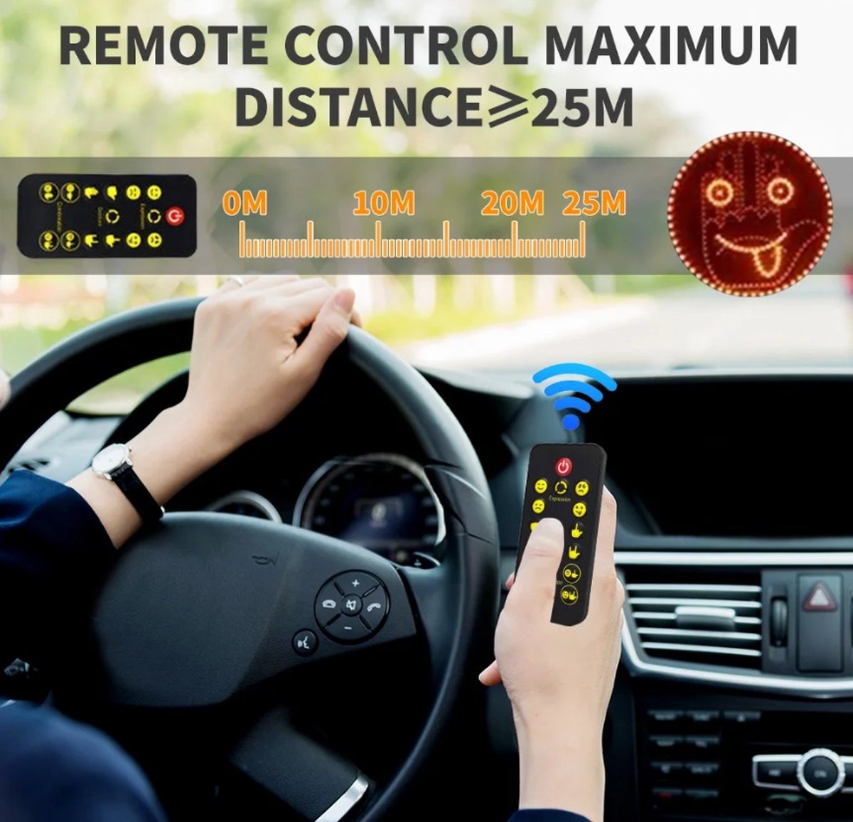 Handgebaarlicht for auto, autovinger LED-verlichting met afstandsbediening, grappige multifunctionele waarschuwing achterruitverlichting van de auto, auto-accessoires for mannen