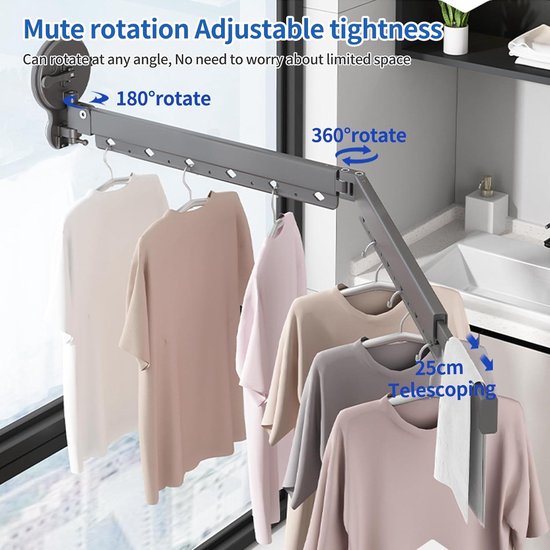 Wandmontage droogrek voor kleding en wasgoed - inklapbaar kledingrek met haken in het
