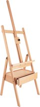 Kurtzy 190 cm Houten H-Frame Studio Ezel met Artiesten Opslag Lade – Aanpasbaar tot Hoog – Grote Kunst Ezel met Canvas Houder – Stevig Berkenhout – Vertoon Schilderijen & Portretten