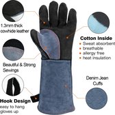 Hzxvogen - Las Bescherming - Hittebestendige Handschoenen - Las Handschoenen - Oven Handschoenen - Blauw