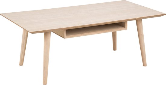 Cent salontafel met 1 plank eiken geloogd wit - 115x60x42 cm.