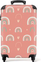 Bol.com NoBoringSuitcases.com® - Kinderkoffer meisje - Kindertrolley meisjes - Roze regenboog patroon - Handbagage koffer lichtg... aanbieding