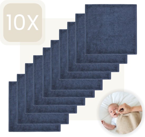 Foto: Funnies spuugdoekjes 10 pack navy set van 10 stuks spuugdoek 30x30 cm badstof