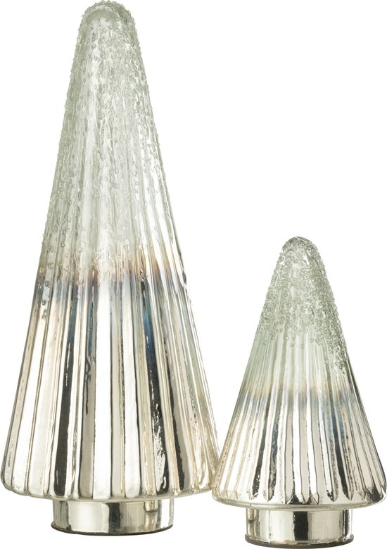 J-Line décoration Sapin De Noël Cotelé - verre - argent/transparent - large