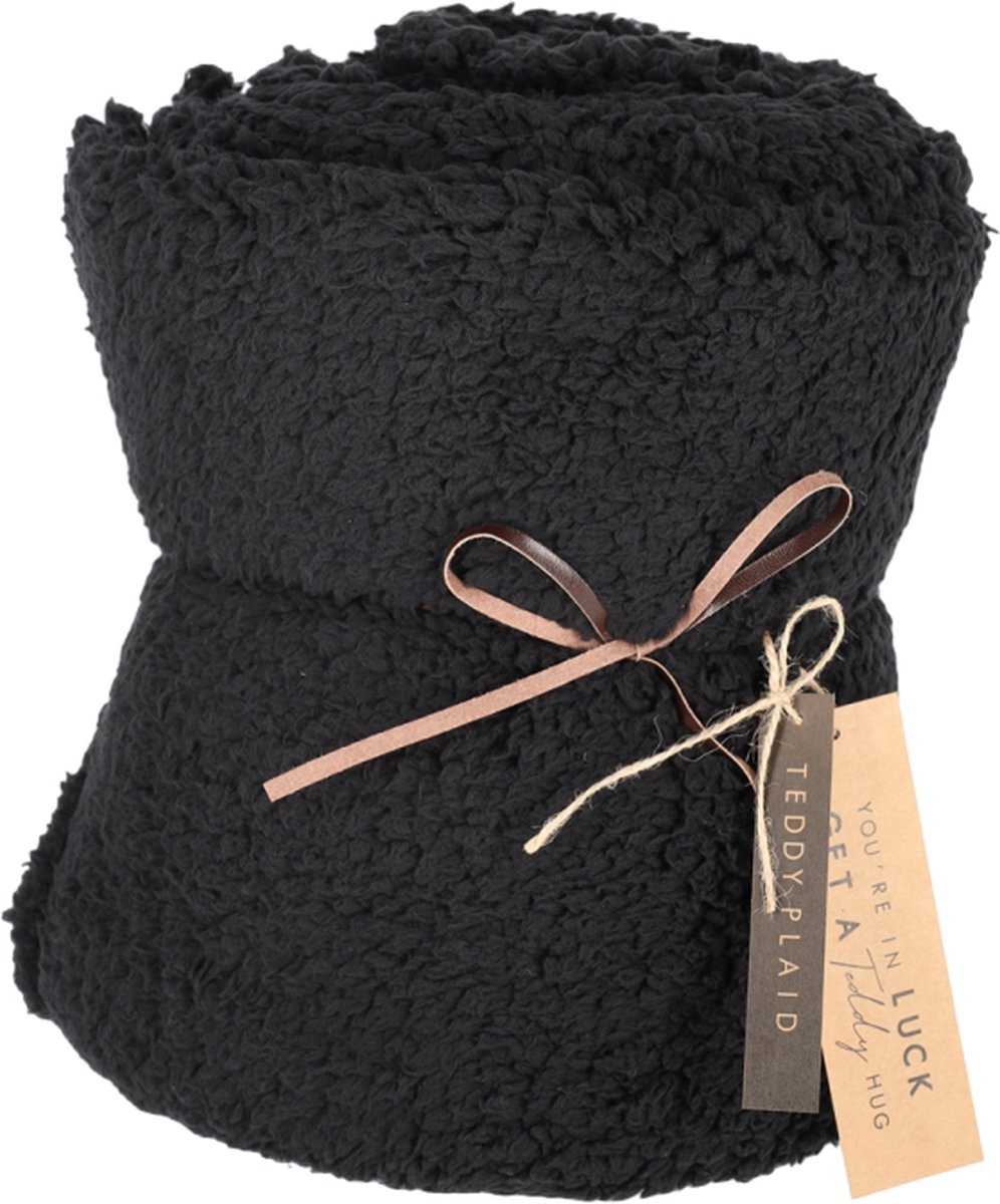 SENZA JENS Living Teddy plaid - Deken - Polyester - 160 x 120 cm - Zwart