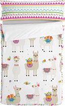 Dekbedovertrek zonder vulling HappyFriday Moshi Moshi Cute Llamas Multicolour 90 x 200 cm