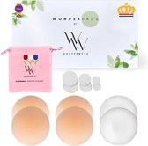 Wonderwear® Nipple Covers (4) uit Nederland - Hoogwaardige dames tepelplakkers met tepelbescherming - Zelfklevende & herbruikbare tepelstickers - BH accessories Extra dun & discreet - Boob tape - Inclusief hoogwaardige doos & reistas (4) [8 cm Ø]