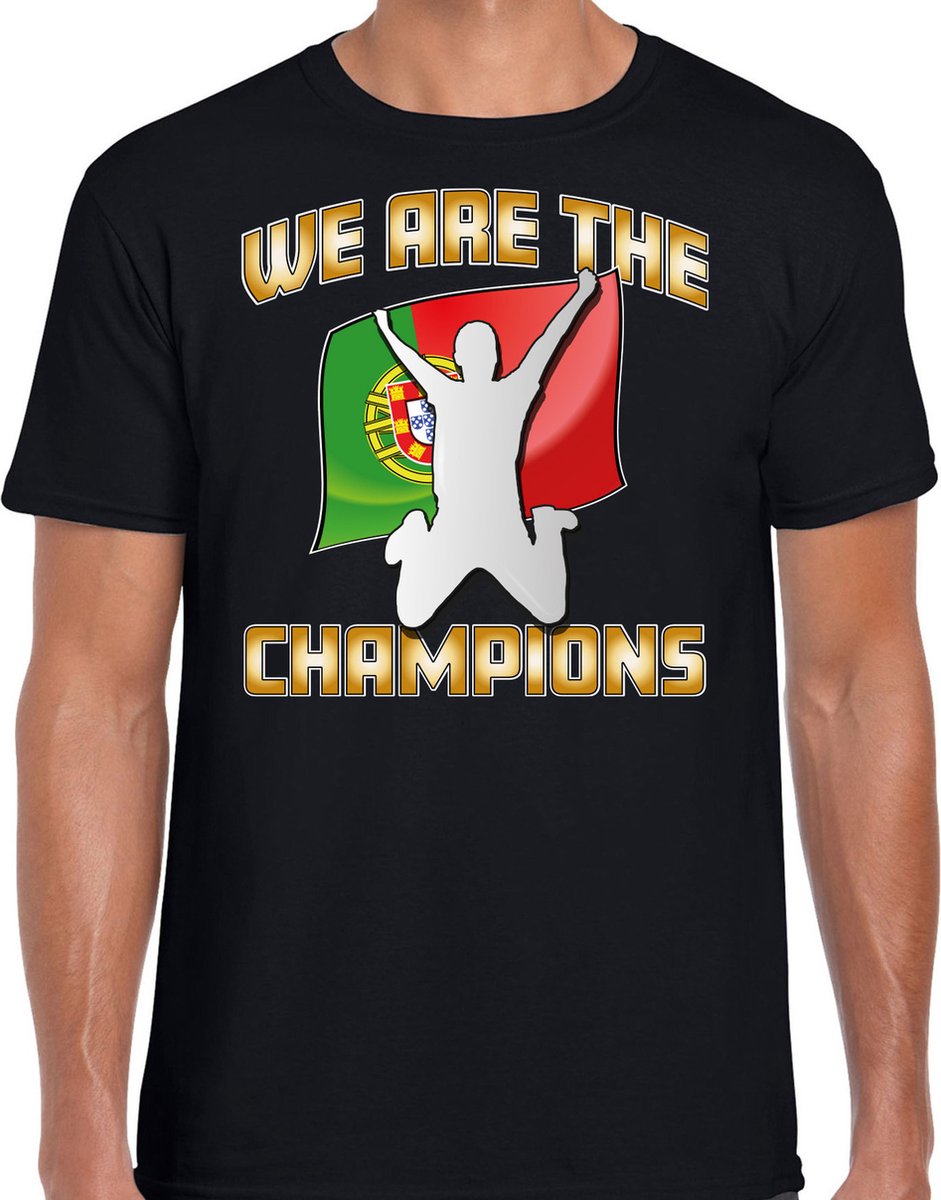 Bellatio Decorations Verkleed shirt voor heren - Portugal - zwart - voetbal supporter - themafeest XXL