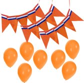 Bellatio decorations - Oranje versiering set - 3x vlaggenlijnen en 50x ballonnen