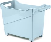 Plasticforte opberg Trolley Container - ijsblauw - op wieltjes - L38 x B18 x H26 cm - kunststof - opslag box/bak - 17 liter