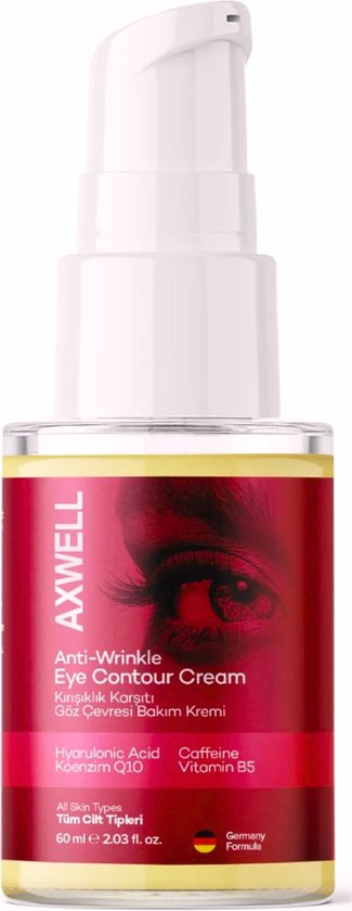 Axwell Oogcrème - Tegen wallen en donkere kringen - Huidverzorging rond de ogen 60ml - Q10 - Anti rimple mask - Gezwollen - Vitamine B5 - Oogcreme