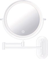 Make-up spiegel wand 10x vergrotend met dimbare LED verlichting mat wit
