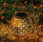 Lardic Solar Tuinlamp – Brons kleurig metaal – Tuinverlichting op zonneenergie buiten – Led buitenverlichting met sensor - Tuinfontein - Tuinfakkel / Tuinlantaarn - Sfeerverlichting - Tafellamp