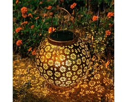 Lardic Solar Tuinlamp – Brons kleurig metaal – Tuinverlichting op zonneenergie buiten – Led buitenverlichting met sensor – Tuinfontein – Tuinfakkel / Tuinlantaarn – Sfeerverlichting – Tafellamp
