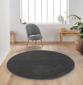 Flycarpets Mono Modern Effen Vloerkleed Rond - Donkergrijs - 160 cm