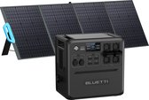 BLUETTI AC240 zonnegenerator met 200W zonnepaneel inbegrepen, IP65 waterdichte 1536Wh LiFePO4 back-upbatterij, tot 10136Wh met 3 x 2400W AC stopcontacten, voor kamperen, thuis, camper