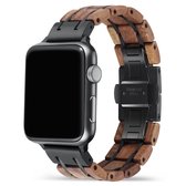 Apple Watch-bandje - Koahout en zwart staal 42-45 mm