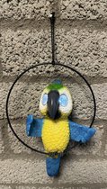 Polyresin solarlamp "hangende papegaai" - meerkleurig - met 2 LEDs - Hangend model - hoogte 26 x 8 x 1 cm - Tuindecoratie - Tuinverlichting