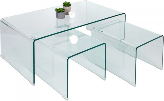 Glazen salontafel set van 3 model Trio 90cm