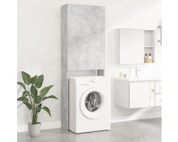 Wasmachine ombouw - Kast - Opbouwmeubel - Verhoger - Wasmachine meubel - Opbergkast - Hout - Betongrijs