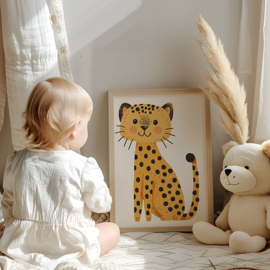 No Filter kinderkamer poster - Safari - Luipaard - Babykamer decoratie - 21x30 cm - A4 formaat - 1 stuks