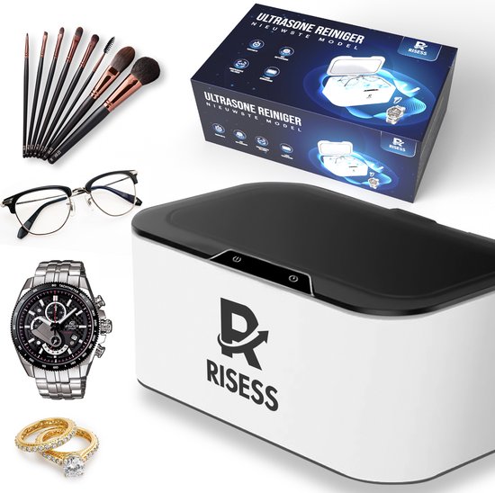 Foto:  risess ultrasoon reiniger reinigingsapparaat voor sieraden en brillen ultrasone ultrasonic cleaner 500ml make up kwast sieraden reiniger 