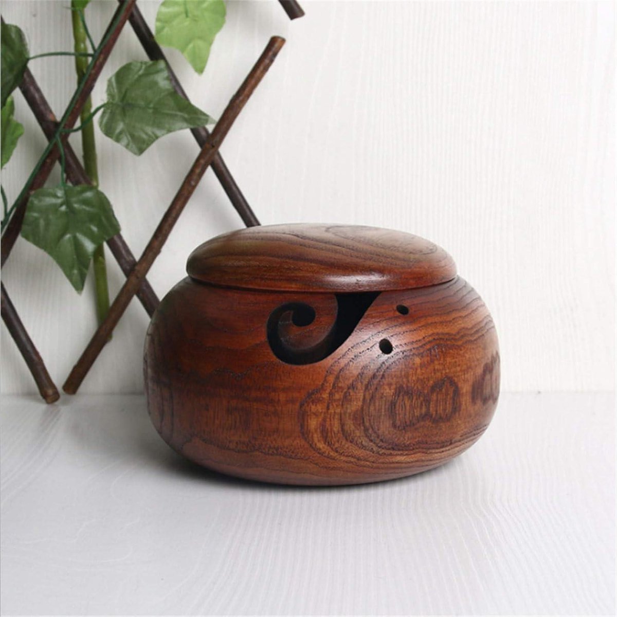 Houten Garenkom Groot Wol Breien Opslag Vintage Naaien Bowl Breien Opbergmand Organizer voor Doe-het-zelf Haken Thuis Handwerken 6 inch #2 Yarn bowl