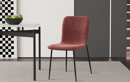 Interiax Chaise de salle à manger Mona Bouclé Rose