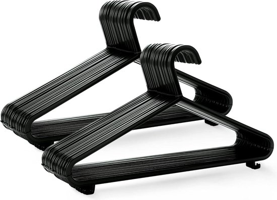 Hoogwaardige rubberen gecoate kunststof hangers (25-pack) antislip kledinghangers, ultraduurzaam, dun ruimtebesparend pak en kleerhanger met broekstaaf, 360 ° Chrome draaibare haak - schuurvrij/niet-fluwelen hangers