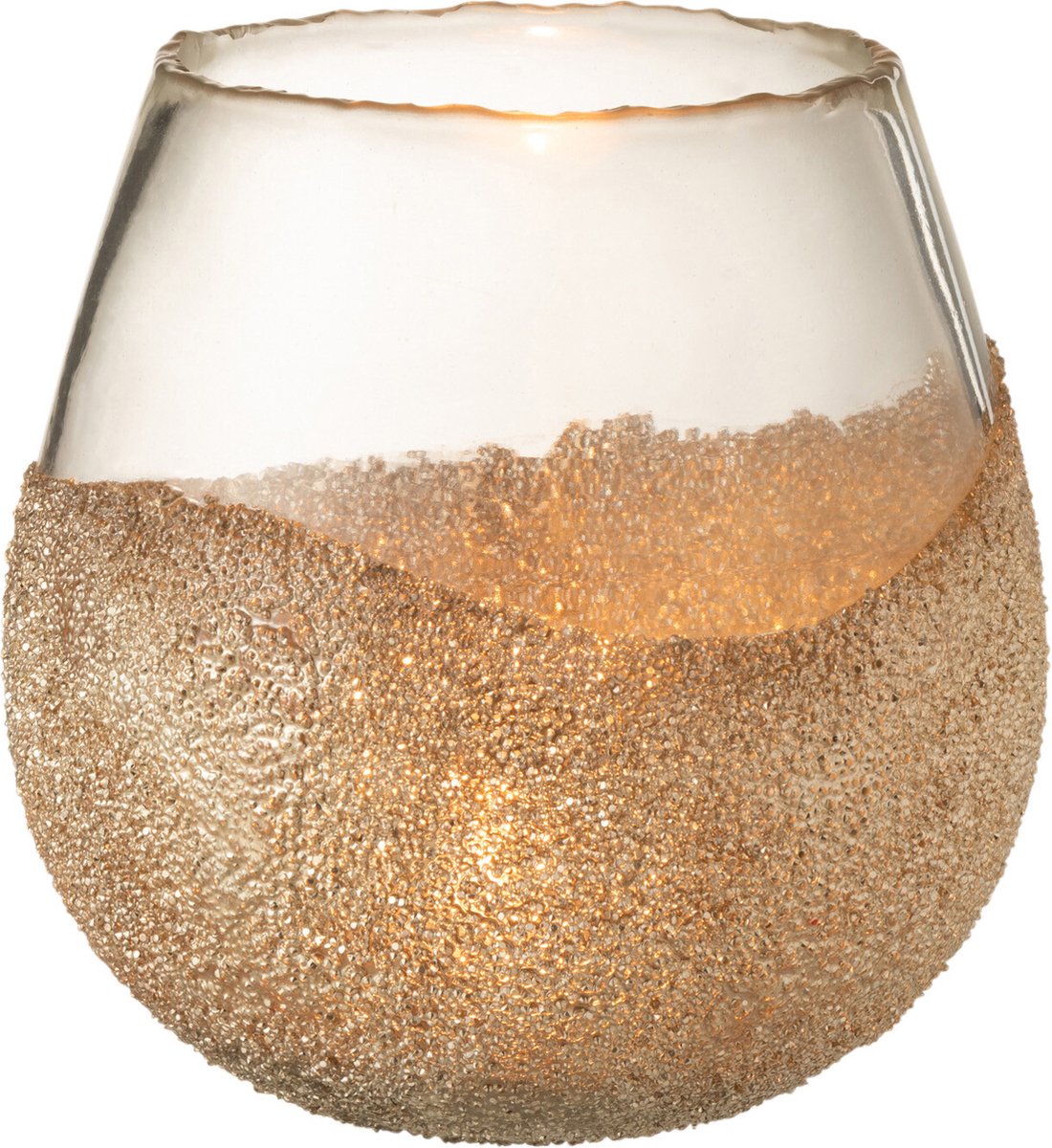 J-Line kaarshouder Helft Parels Rond - glas - goud - medium