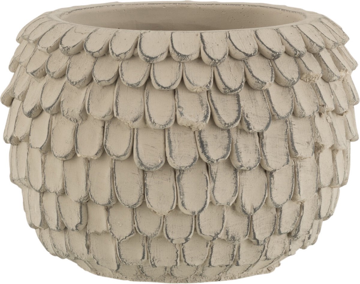 J-Line bloempot Blad - cement - licht grijs - small - 2 stuks - Ø 16 cm