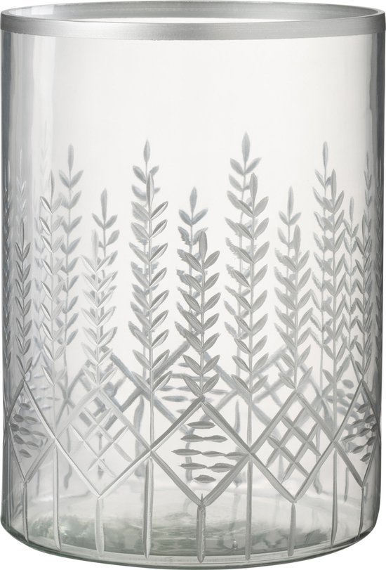 J-Line windlicht Chloe - glas - transparant/zilver - large