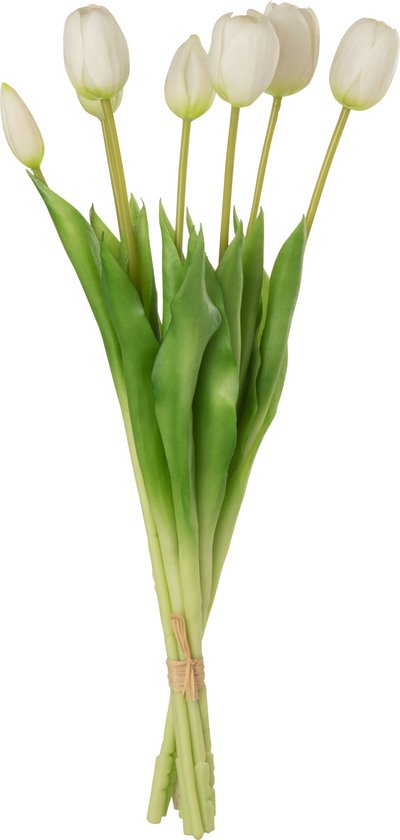 J-Line bouquet Tulipes 7Pieces Pu - plastique - blanc - large