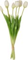 J-Line bloemenboeket Tulpen 7 Stuks - kunststof - wit - large
