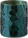 J-Line kaarshouder Glitter - theelichthouder - glas - blauw - 3 stuks