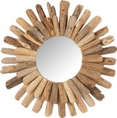 J-Line spiegel Rond - hout - naturel - medium