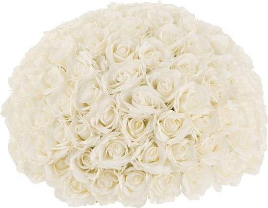 J-Line décoration Boule De Fleurs 1/2 Rose - plastique - blanc - large
