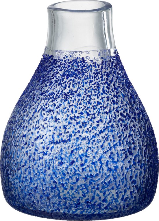 J-Line Vase Santorini Verre Bleu Small