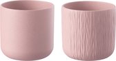 J-Line bloempot Gen - keramiek - roze - medium - Ø 15.00 cm - 2 stuks - moederdag cadeautje