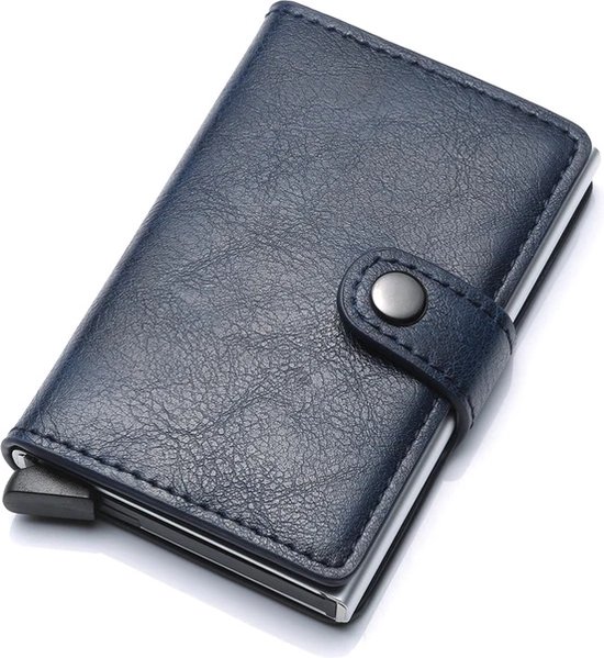My Secret - Pasjeshouder - Creditcard houder - RFID - Aluminium card protector - 6 Pasjes + Briefgeld - Uitschuifbaar - Portemonnee - Blauw