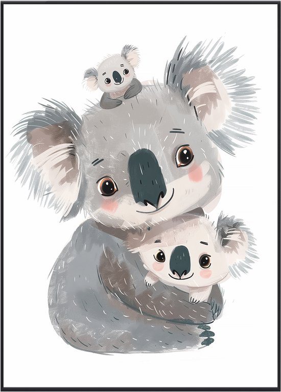 No Filter kinderkamer poster - Koala familie - Babykamer decoratie - 21x30 cm - A4 formaat - 1 stuks