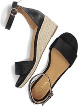 Omoda 0577-3b Espadrilles - Chaussures pour femmes d'été - Femme - Zwart - Taille 36