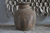 Authentieke Nepalese houten pot/Nepalese houten kruik 26 cm