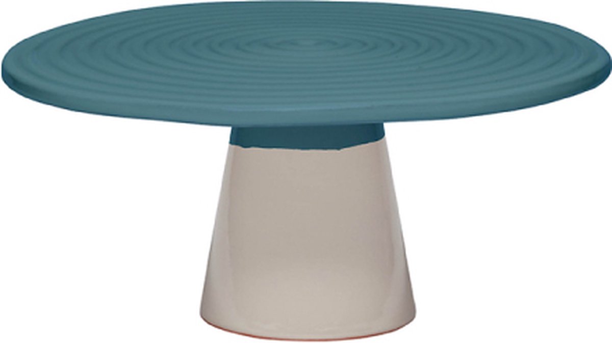Dutchdeluxes - Gebakken keramiek - Taartplateau - Medium - 25 cm diameter - Blauw