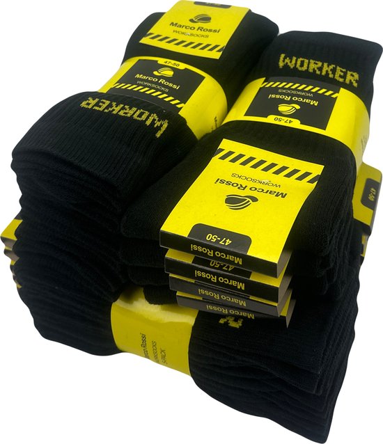 Foto: Marco rossi werksokken worksocks heren sokken dames sokken zwart anti slip 20 paar maat 47 50
